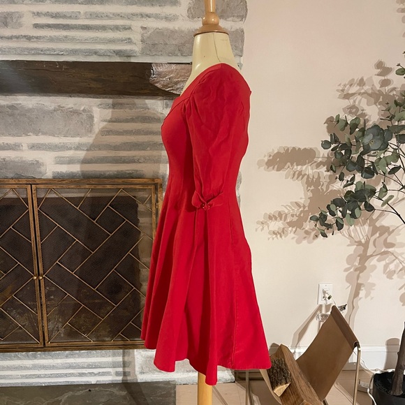 Unique Vintage red stretch mini dress fit and flare size XS. Cotton and spandex - Picture 3 of 6